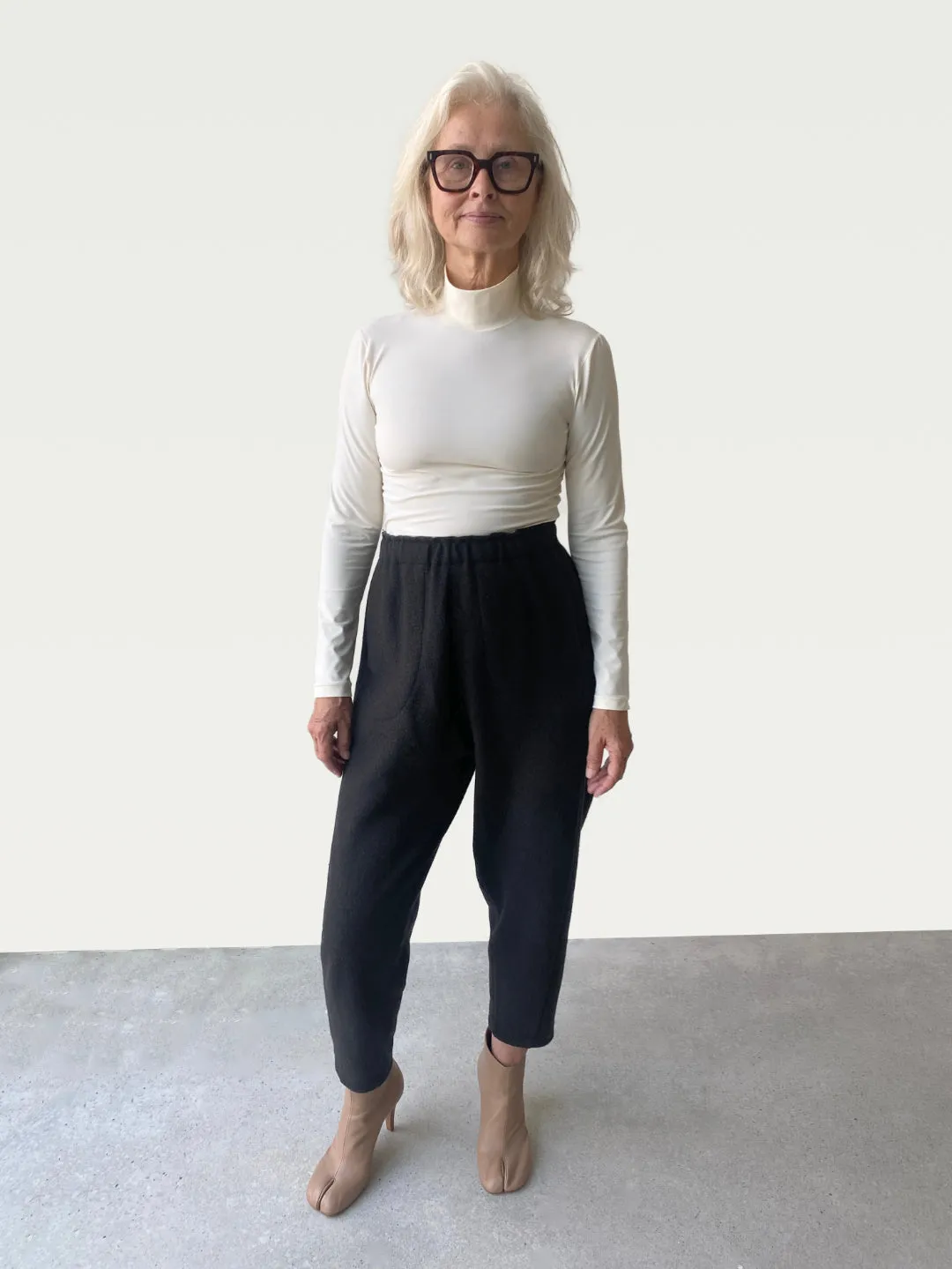 Technical Mock Neck Longline in Creamy