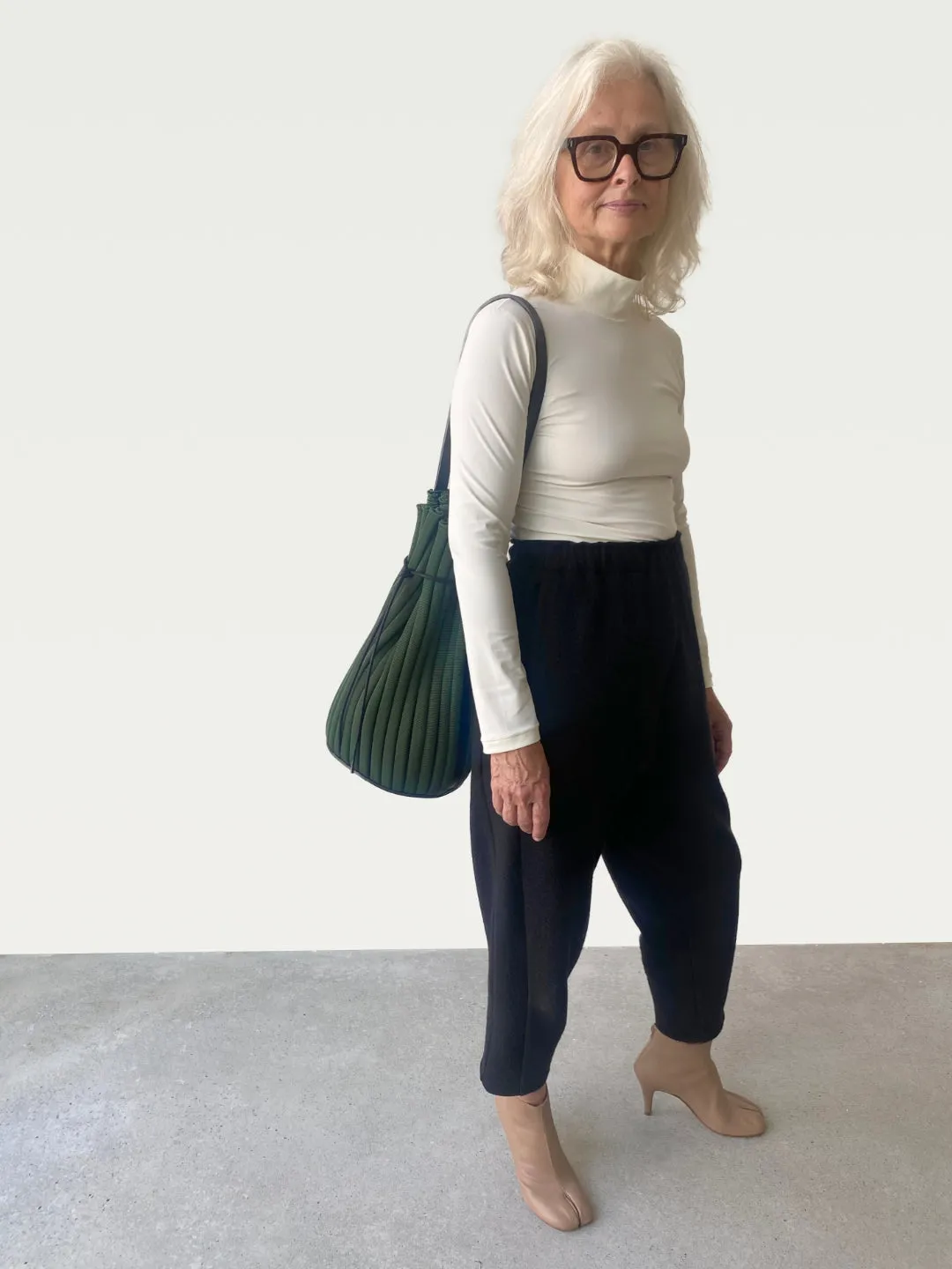 Technical Mock Neck Longline in Creamy