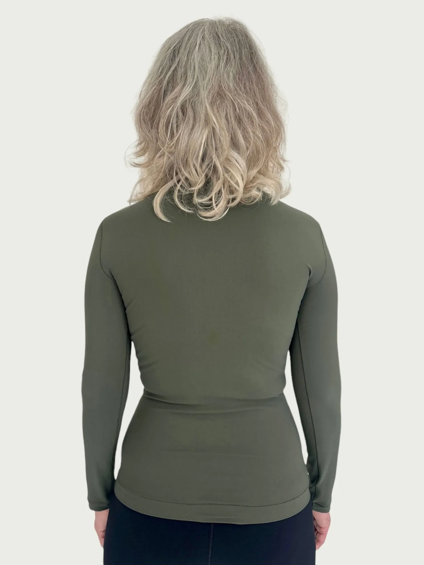 Technical Mock Neck Longline in Royal Fern