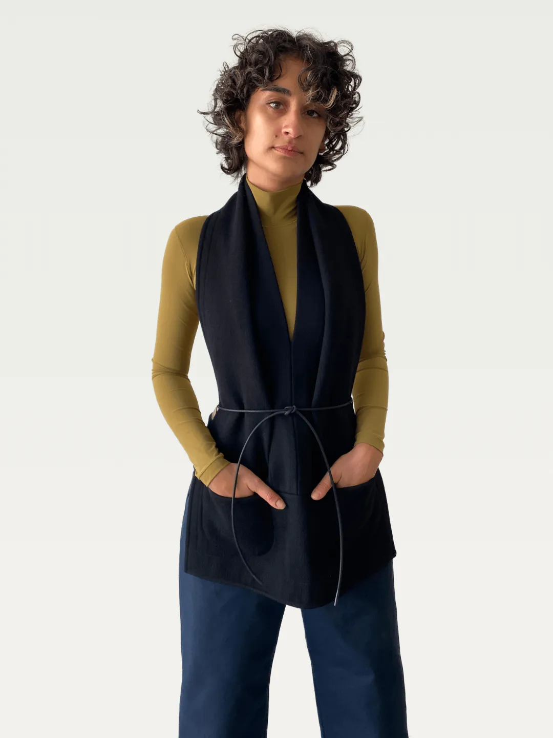 Technical Mock Neck Top in Chartreuse
