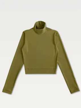 Technical Mock Neck Top in Chartreuse
