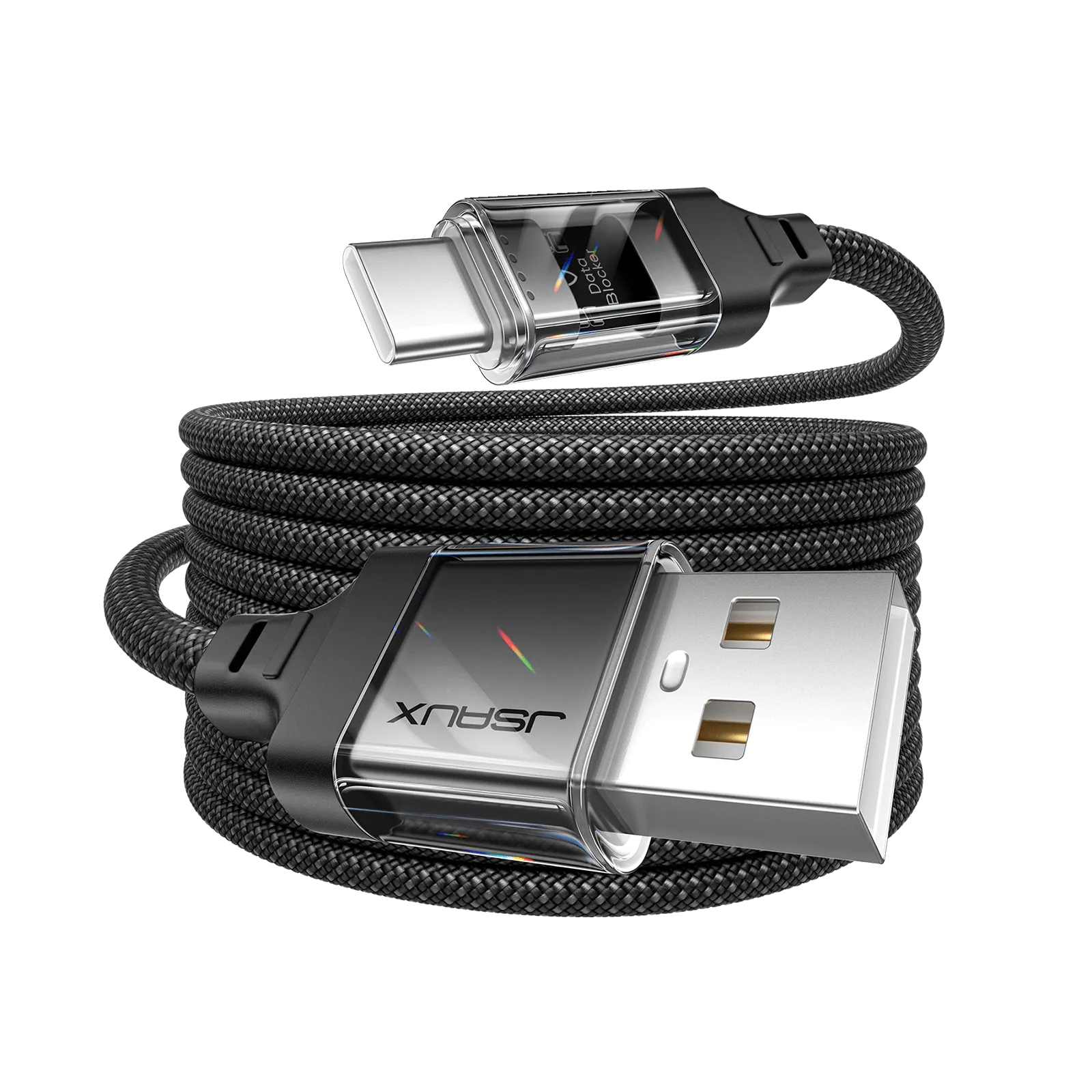 Transparent USB-C to USB-A Data Blocker