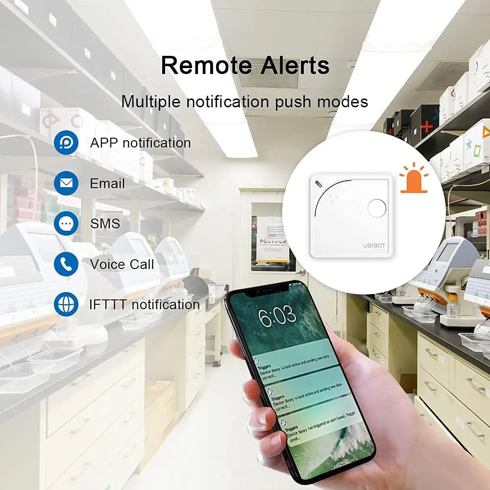 Ubibot WS1 Wifi Temperature Humidity Sensor, Smart Temperature Monitor，Thermometer Supports External Probe, Alerts & History，Free Iot App/Web Console, IFTTT, Alexa, (2.4Ghz Wifi，No Hub Required)