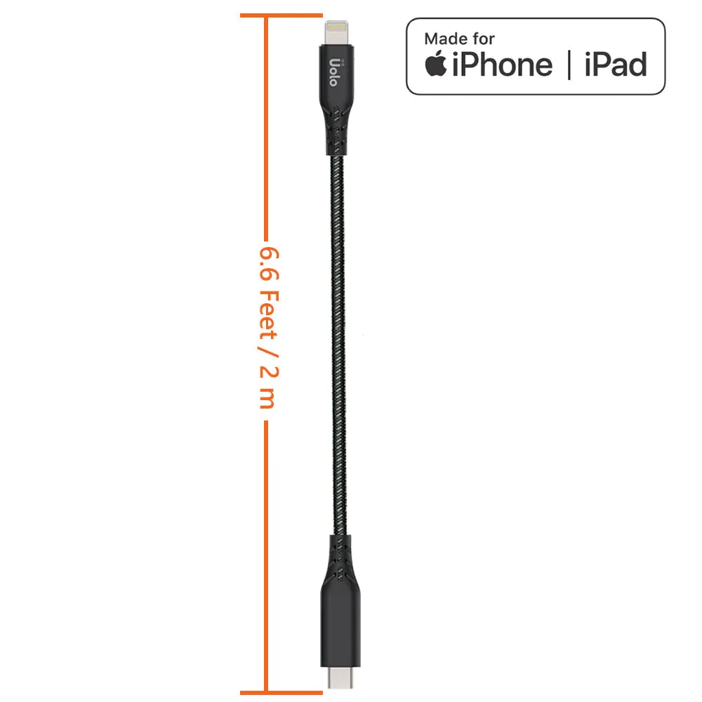 Uolo Link 2m Braided USB C to Lightning Charge & Sync Cable