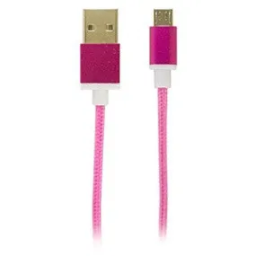 USB to MicroUSB Fabric Charge and Sync Cable, Pink