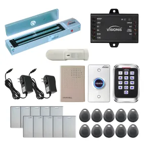 Visionis FPC-5618 One Door Access Control Out Swinging Door 600lbs Maglock   Outdoor Metal Touch Keypad/Reader Standalone With Mini Controller   Wiegand 26, No Software, EM Card, 1000 Users   PIR Kit