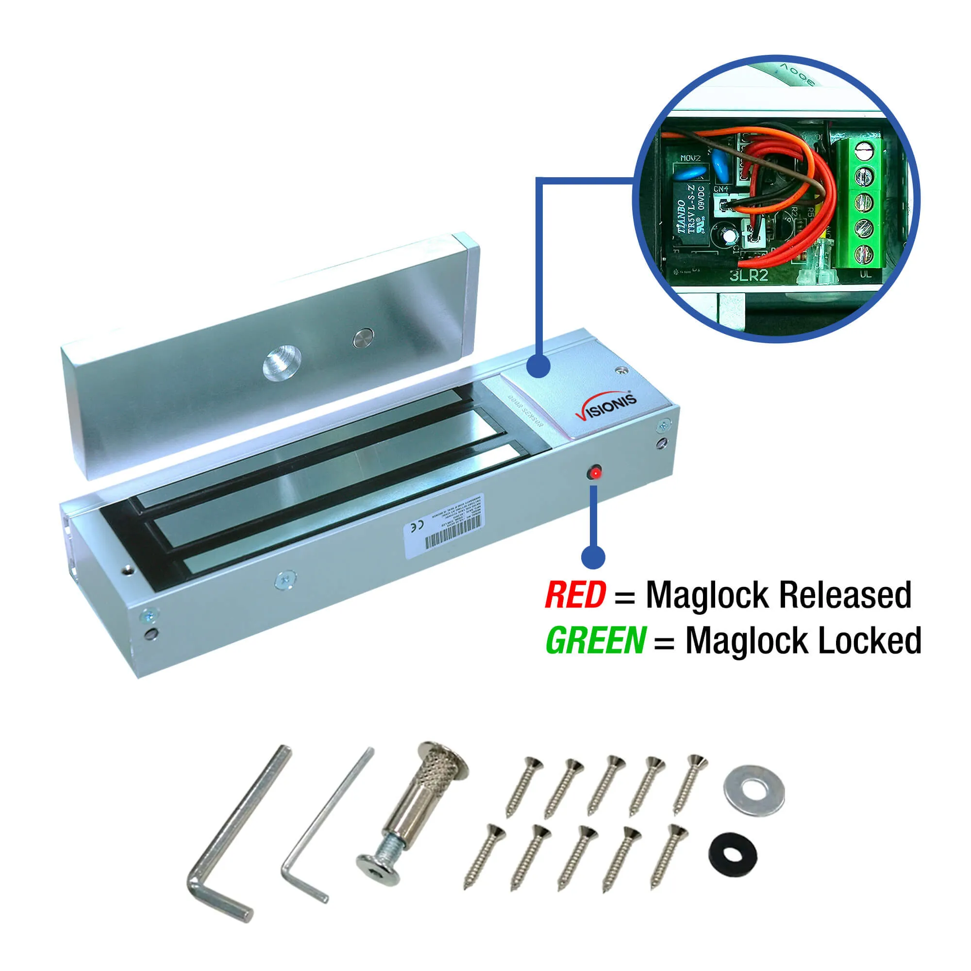 Visionis FPC-5622 One Door Access Control Out Swinging Door 1200lbs Maglock   Outdoor Metal Touch Keypad/Reader Standalone   Mini Controller   Wiegand 26, No Software, EM Card, 1000 Users   PIR Kit