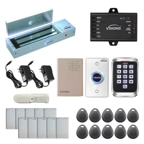 Visionis FPC-5622 One Door Access Control Out Swinging Door 1200lbs Maglock   Outdoor Metal Touch Keypad/Reader Standalone   Mini Controller   Wiegand 26, No Software, EM Card, 1000 Users   PIR Kit