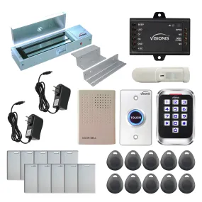 Visionis FPC-5623 One Door Access Control In Swinging Door 1200lbs Maglock   Outdoor Metal Touch Keypad/Reader Standalone With Mini Controller   Wiegand 26, No Software, EM Card, 1000 Users   PIR Kit