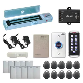 Visionis FPC-5642 One Door Access Control Out Swinging Door 600lbs Maglock   Outdoor Slim Metal Touch Keypad/Reader Standalone   Mini Controller   Wiegand 26, No Software, EM Card, 1000 Users   PIR