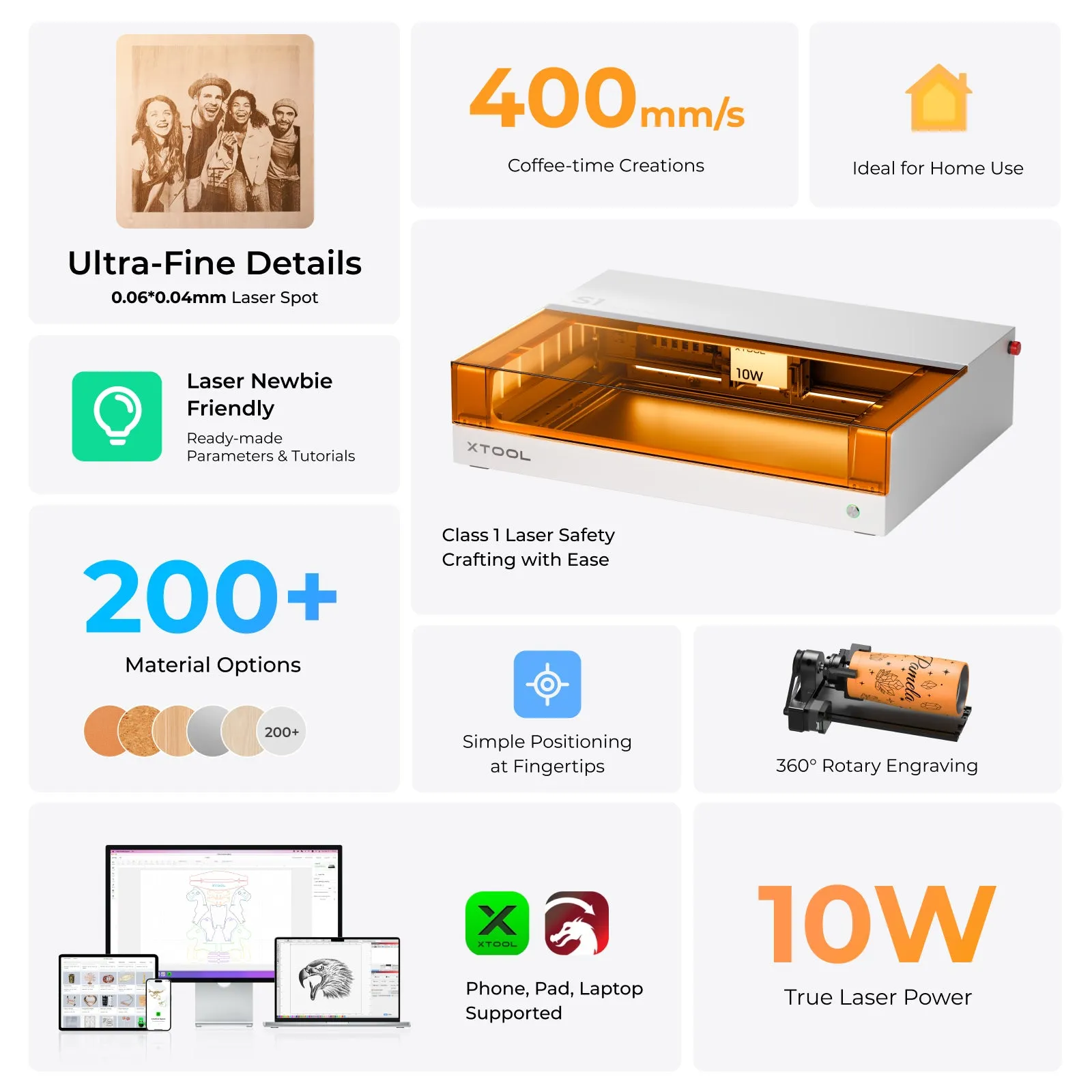 xTool S1 10W Home Craft Laser Cutter & Engraver Machine